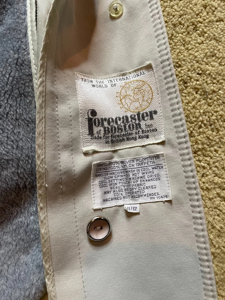 Jaqueta de chuva de inverno vintage anos 70 Forecaster forro com zíper cinto trench coat 11/12 - Imagem 3 de 4
