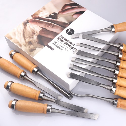 12 pcs/Set Carving Chisels Kit Wood Working Professional Gouges Woodworking Tool - Picture 2 of 14