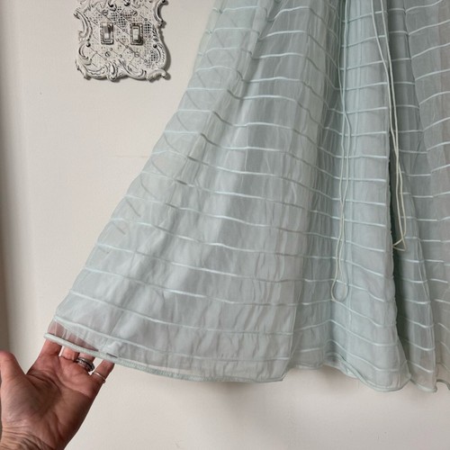 Vintage 50s - 60s Shadowline Light Aqua Blue Tiered Nightgown Slip Dress 34 - Picture 8 of 11