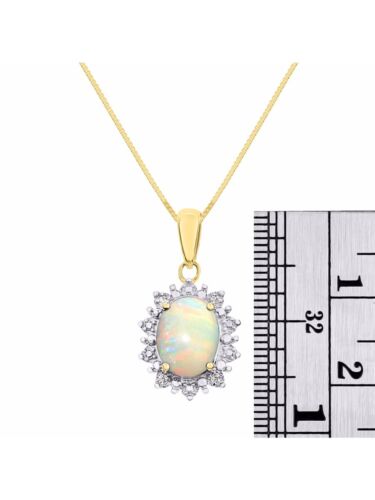 Rylos 925 Gelbgold - vergoldet - Silber Anhänger Opal & Diamant 9x7mm Edelstein - Bild 3 von 3