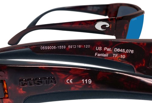 Costa Del Mar Sonnenbrille Fantail Schildpatt blau 580 polarisierte Glasgläser NEU - Bild 5 von 7