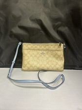 Coach Signature File Crossbody Bag - Khaki/light Blue