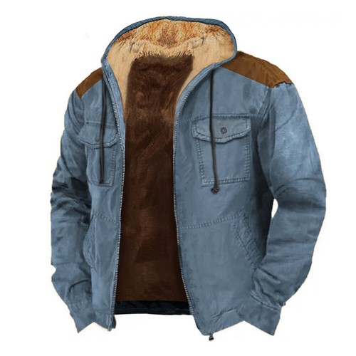 Mens Fleece Fur Thick Hooded Jacket Coat Zip Warm Hoodie Sweatshirt S-4XL SIZES - Picture 9 of 12
