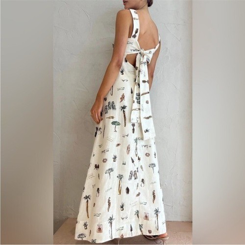 Commense Tropical Print Tie Back Sleeveless Summer Maxi Dress Size Small NEW - Picture 7 of 16