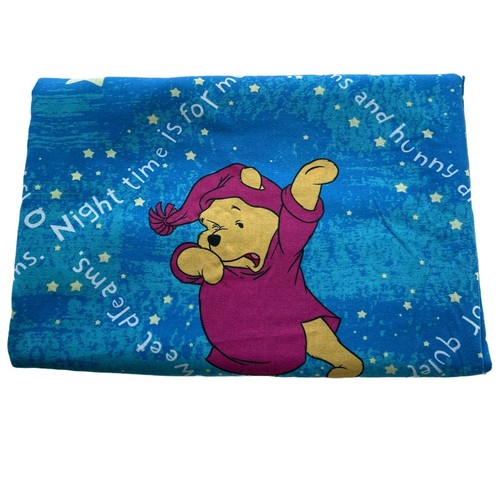 Sábana plana doble vintage azul de Winnie the Pooh para dormir estrellas lunares nocturnas de Disney - Imagen 4 de 9