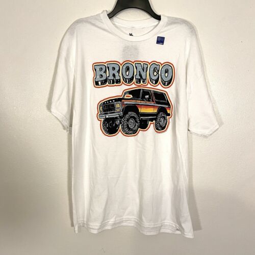 NEW Junk Food Clothing Ford Bronco Graphic T-Shirt Womens L White Tee Truck