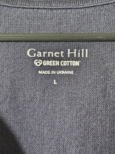 Garnet Hill Vintage Knit Polo Women's Size Large Navy Blue Green Cotton - Picture 3 of 4