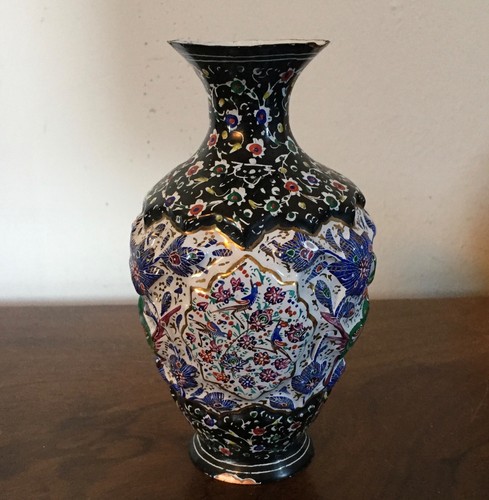 Small Antique Chinese Cloisonne Enamel Vase Late 19th c. Early 20th c. Champleve - Picture 8 of 12