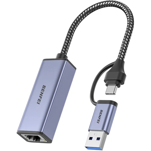 USB-C Ethernet Adapter, Gigabit LAN, kompatibel mit MacBook, Surface, Windows