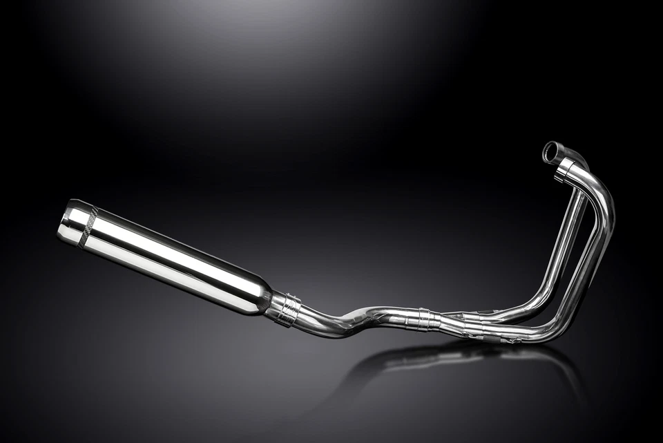 Silenciador nariz de toro acero inoxidable Honda CB350G 73 CB350K 1969-73 escape completo 2-1 16" Foto 3 de 4