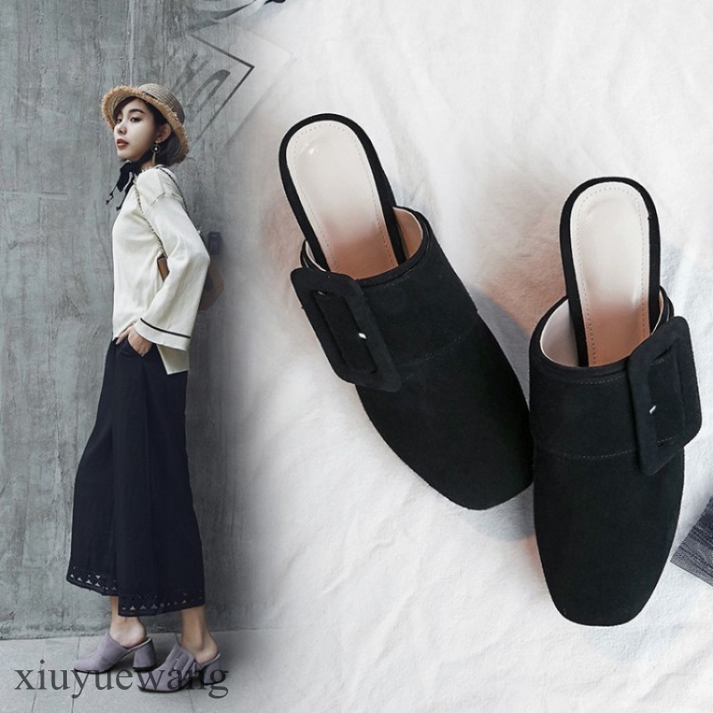 Moda para Mujer Hebilla De Cuero De Zapatos Gamuza Zapatillas Zapatos De de salón Tacón alto grueso tamaño a2d761 Moda para Mujer Hebilla De Cuero De Zapatos Gamuza Zapatillas Zapatos De de salón Tacón alto grueso tamaño a2d761
