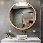 FUWU HOME Wood Round Mirror 24" Circle Wall Farmhouse 24 IN, 