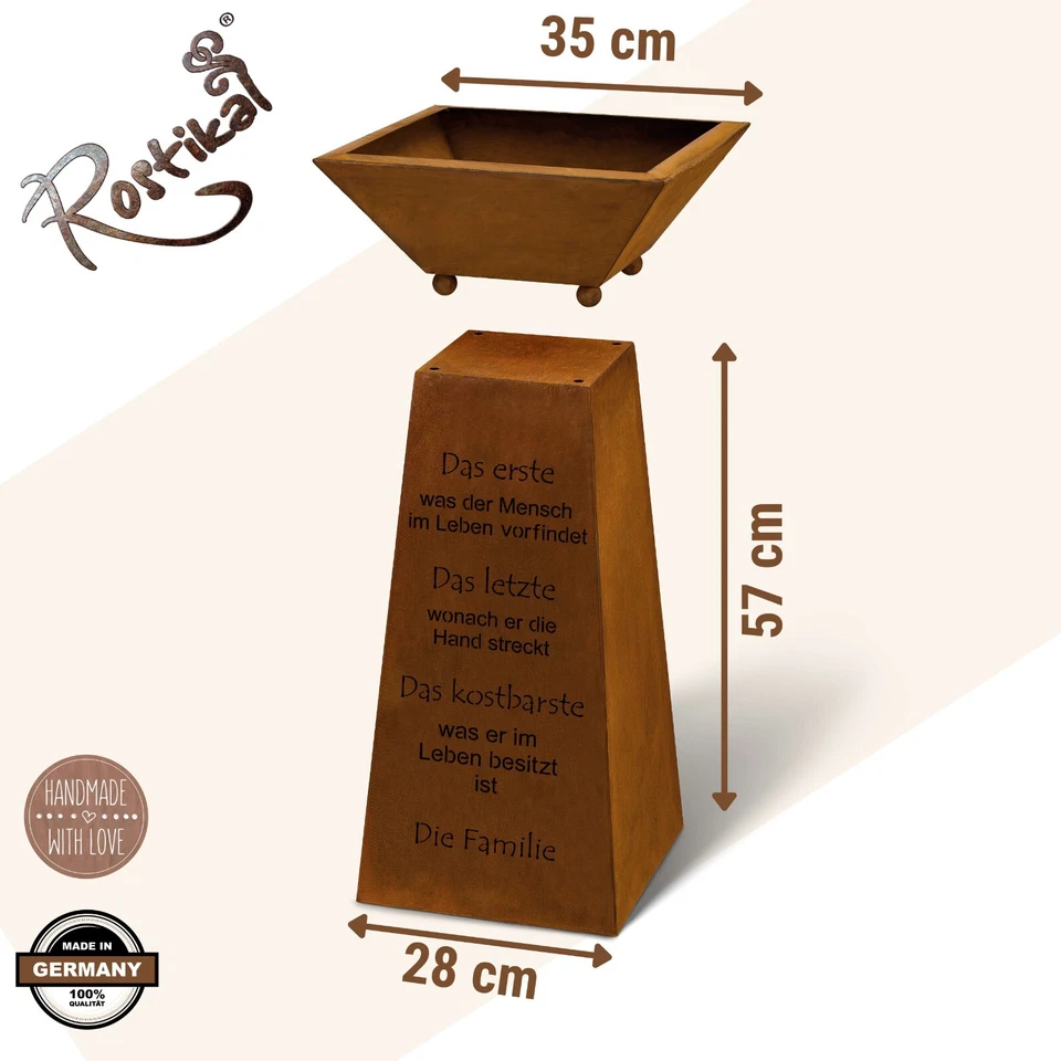 Rost Deko Garten Blumensäule mit Pflanzschale | 72 cm | Familie Deko Säule - Bild 2 von 4