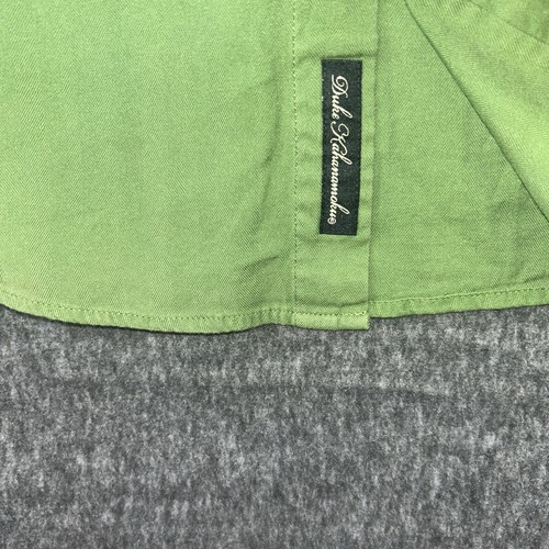 Duke Kahanamoku Mens Medium Short Sleeve Bamboo Blend Button Up Green Pearl Snap - Picture 4 of 9