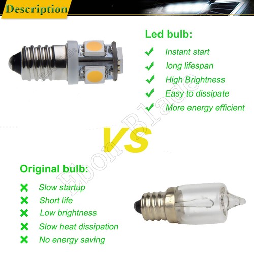 2X 3V DC E10 Screw LED Bulb Warm White For Flashlgiht Torch Bike Bicycle 2D Cell - Picture 5 of 7