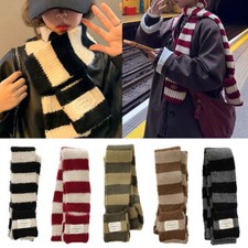 Women Men Scarf Striped Long Scarves Thickened Black White Shawl Wrap  Soft