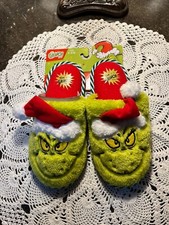 Dr. Seuss The GRINCH Womens Slippers Size Small 5/6  Christmas Holiday NEW
