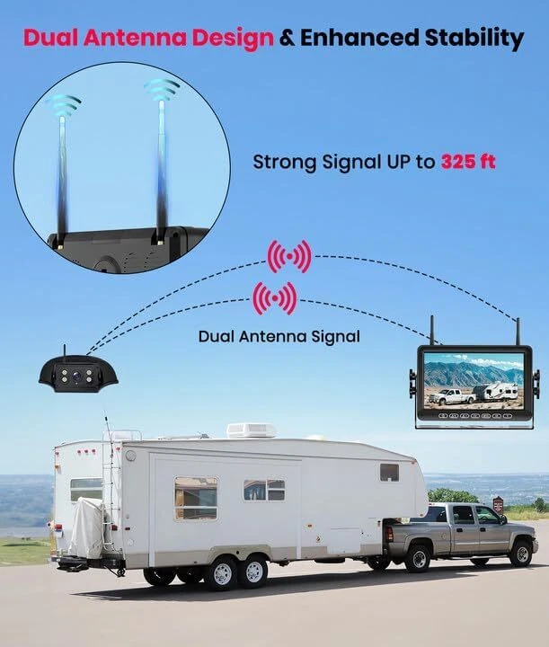 Wireless RV Backup Camera for Furrion Systems: 7" DVR HD 1080P Split Monitor 4CH - Image 3 of 4
