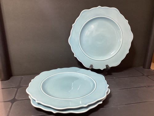Set of 3 THRESHOLD WELLSBRIDGE AQUA Dinner Plates 10 1/2" (B08-082024-.99e)
