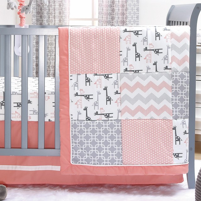 Purple Rose Floral 5 Piece Baby Crib Bedding Set With Bumper By