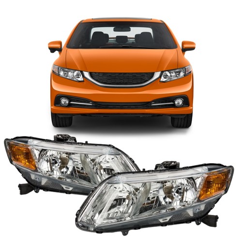 Pair Replacement Headlights Assembly Set Clear Lens For 2012-2015 Honda Civic