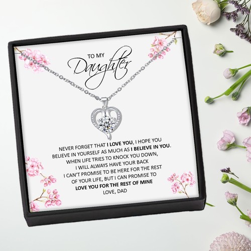 To My Daughter Silver Heart Necklace & Personalised Gift Message from dad father - Picture 7 of 9