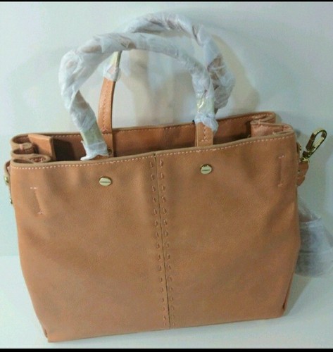 ZARA salmon Pink midi Shopper Detailed Topstiching Handbag NEW - Picture 2 of 10