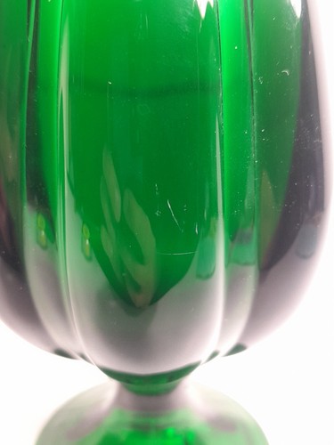 Vintage Viking Glass Epic 6 Petal Evergreen Emerald Green Swung Vase 15.5" Tall - Picture 8 of 8