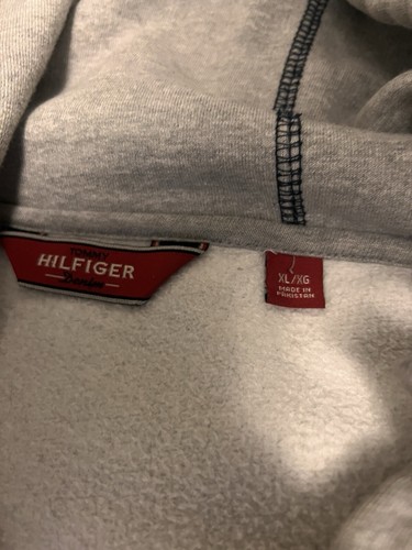Tommy Hilfiger Men's XL Hoodie Spell Out Logo Full Zip Gray Sweatshirt - Picture 6 of 6