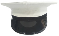 British Royal Navy Class 1  3 White Officer Peaked Cap Dress Hat - R N CAP