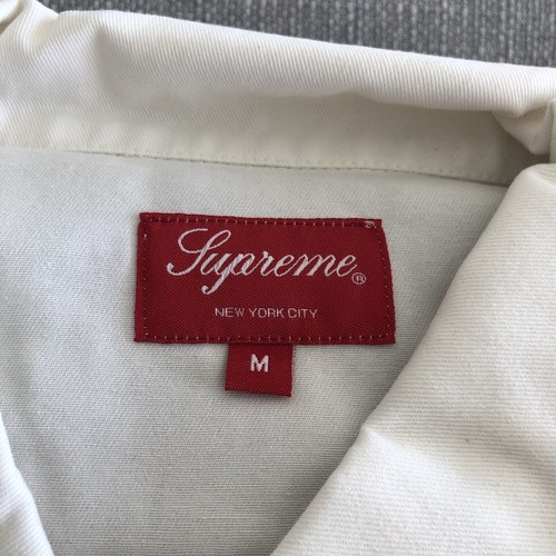 New Supreme SS17 Zip Up Work Shirt Mechanic Collared Polo White Logo Medium - Picture 10 of 12