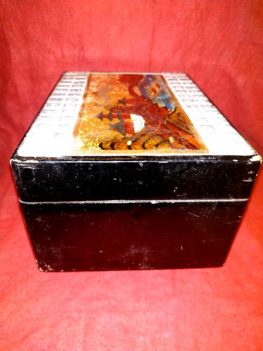 Vintage Japanese Jewelry Box Music BOX Black Lacquer Mt Fuji Made in Japan 1960 - Picture 5 of 12