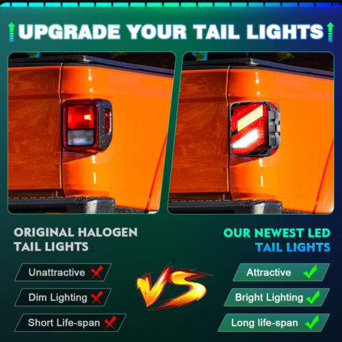Pair For Jeep Gladiator JT 2020-23 LED Tail Lights Reverse / Brake / Side Lamps - Picture 3 of 14