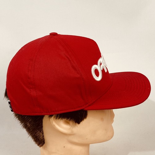Oakley Typhoon Cap Mens Red Flat Peak Snapback Adjustable Baseball Hat Cap OSFM - Picture 5 of 12