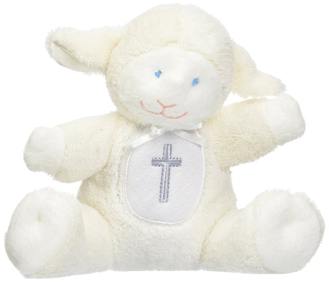 Baby Christening Plush Rattle Lamb Toy Baptism Gift Soft Plush Animal