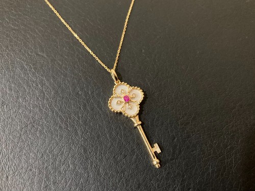 18K Gold Ruby Diamond Pendant Necklace 17 Inches - Picture 3 of 9