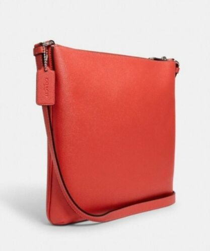 NWT Coach Rowan File Bag in cross-grain leather SV/Tangerine - Picture 2 of 5