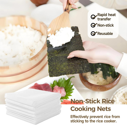 4 Pcs Rice Net, 43.3"×39.4" Sushi Rice Cooking Net, Non-Stick Fine Mesh Rice Coo - 第 3/12 張圖片