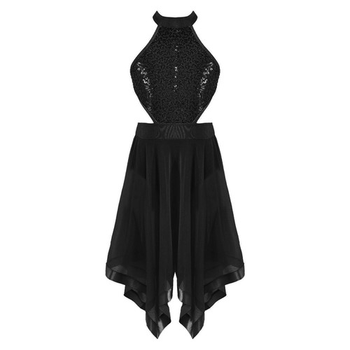UK Girls Halter Sequins Lyrical Dance Dress Latin Contemporary Costume Dancewear - Picture 56 of 63