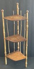 22” Vtg Real Bamboo Corner Shelf Victorian 3 Shelves