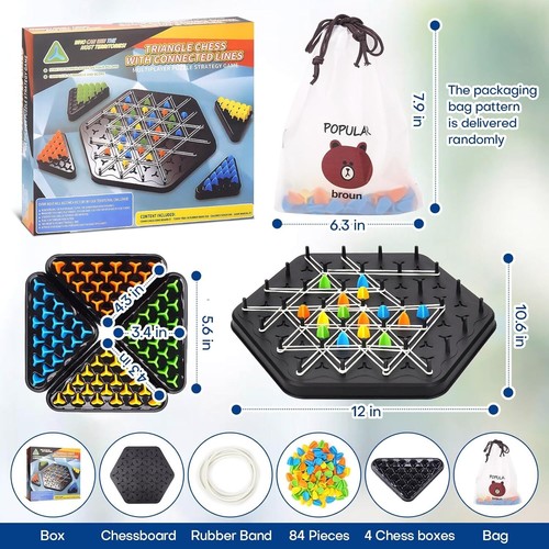 Chain Triangle Chess Game Triggle Board Game, Rubber Band Triangle... - Picture 6 of 7