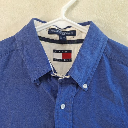 Tommy Hilfiger Men's Shirt 15 1/2 32-33 Blue Long Sleeve 100% Cotton Dress - Picture 5 of 13