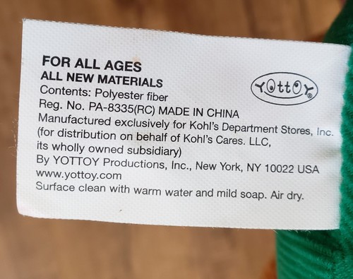 Kohls Cares Plüschbär beige grün Cord Overall weiches Stofftier Spielzeug 16 Zoll - Bild 10 von 12