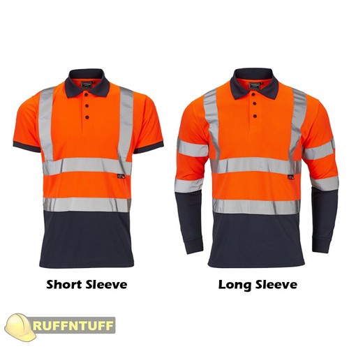 Hi Vis Viz Polo T Shirt High Visibility Safety Security Work Top | Two 2 Tone - Picture 13 of 20