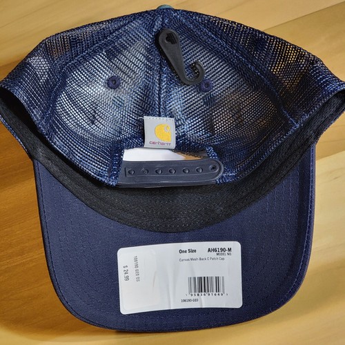 Carhartt Baseball Cap Canvas HAT Men ONE SIZE BLUE GREEN Mesh BACK TRUCKER NWT B - Picture 4 of 12