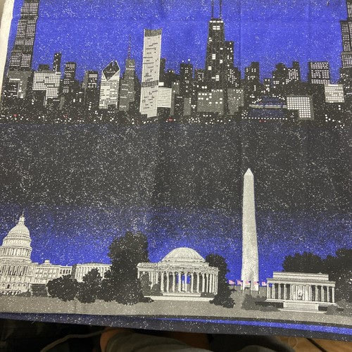 Fabric Traditions Vintage NY DC Hollywood Glitter Seattle Night skyline 1998 - Picture 2 of 19