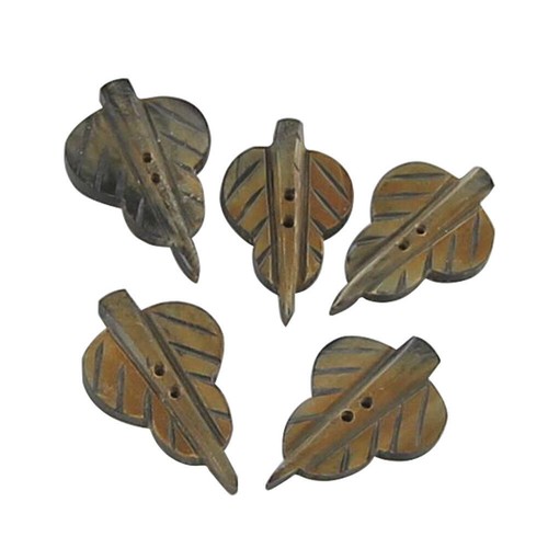 WHOLESALE LOT OF 25 Handmade Autumn Harvest Leaf Shaped Natural Horn Buttons - Picture 4 of 5