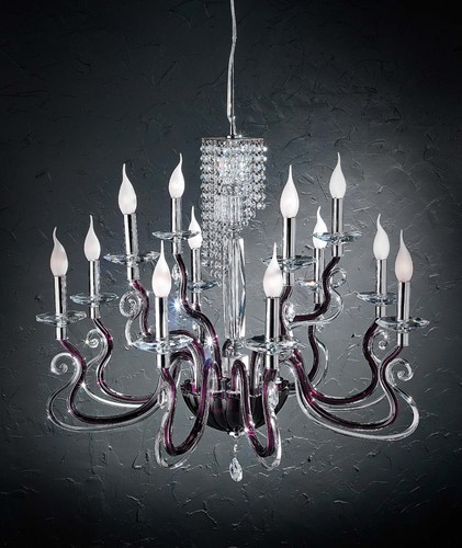 Modern Crystal Amethyst Chandelier with 12 Lights Luxury M063 Swarovski