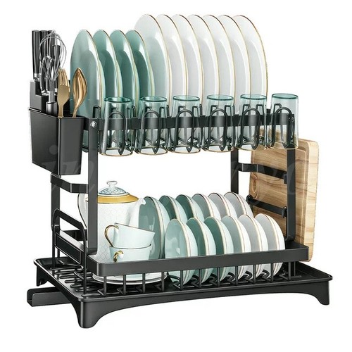 Over The Sink Dish Drying Rack 2Tier Dish Rack and Drain Board Metal for Kitchen - Picture 12 of 25