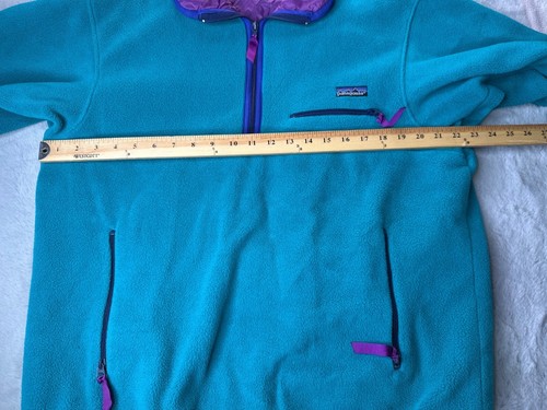 Vintage Patagonia 80er Pullover 1/4-Reißverschluss Herren Large hergestellt in den USA türkis lila 29311 - Bild 7 von 12